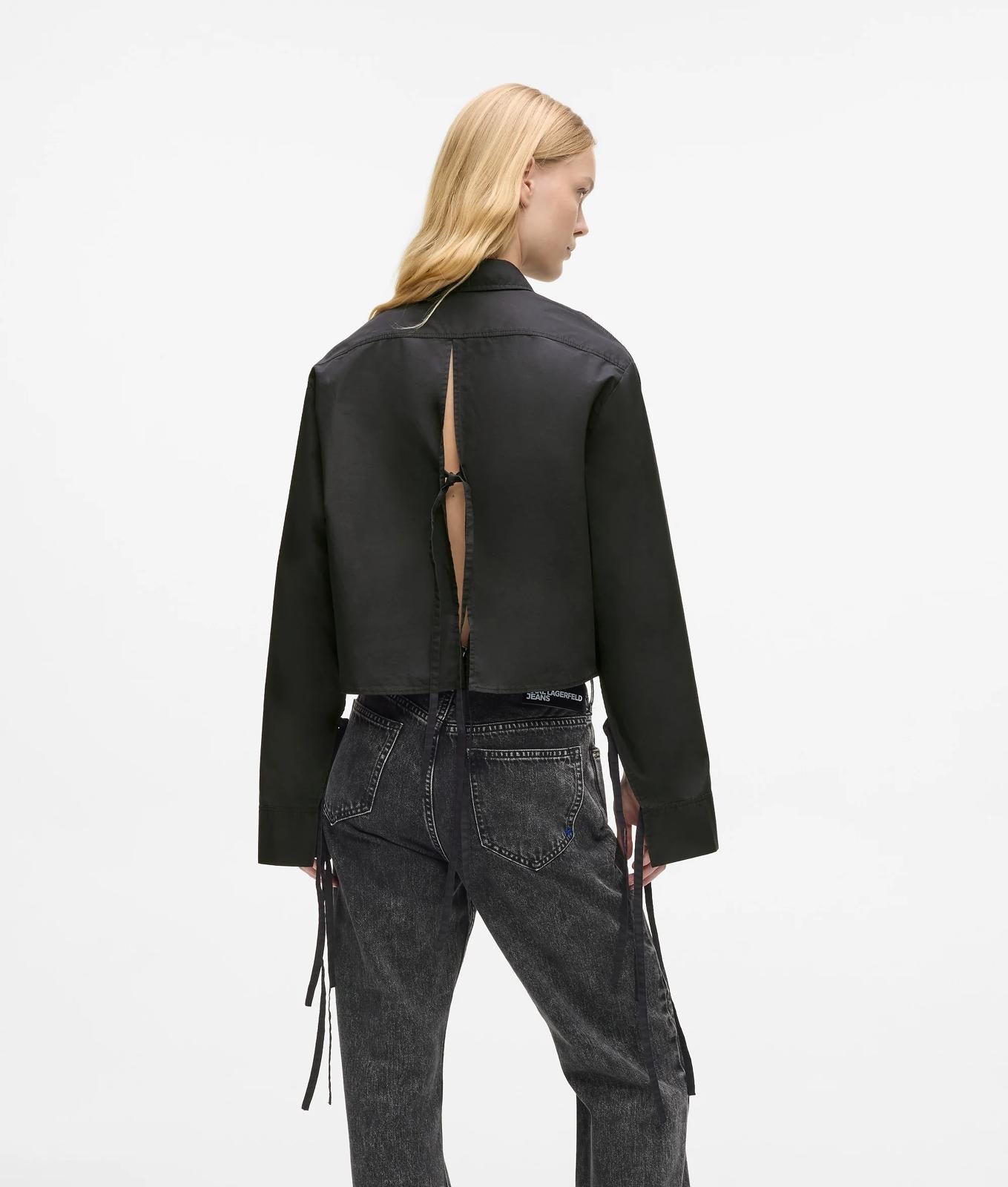 Blusa Karl Lagerfeld Jeans cropped con laccetti donna