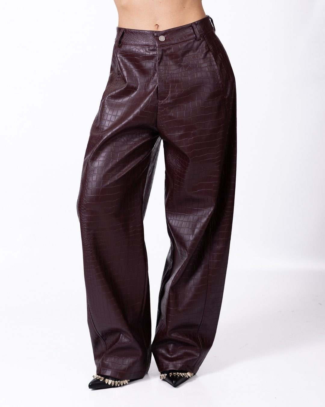 Pantalone Disclaimer effetto coccodrillo con patch logo