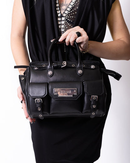 Borsa Just Cavalli in eco pelle con dettagli argento e logo