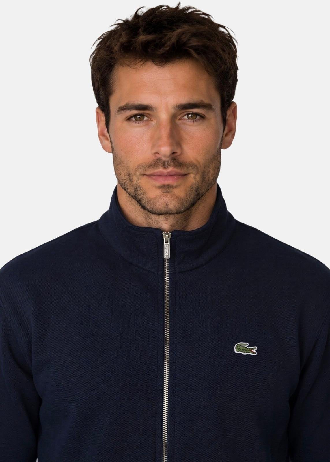Felpa Lacoste full zip con logo ricamato