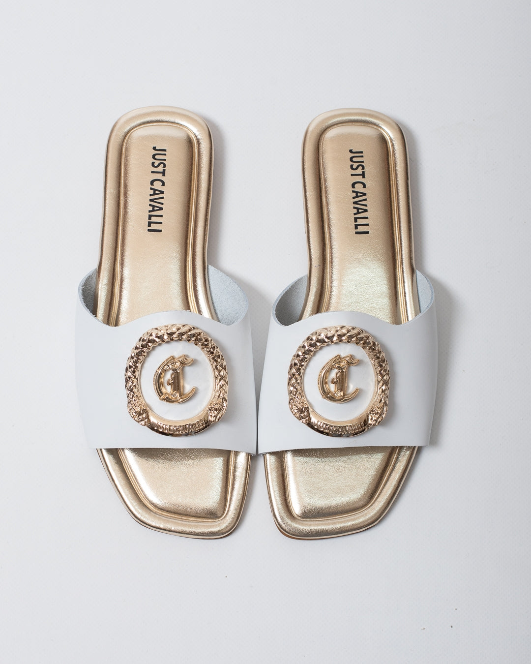 Ciabatte Just Cavalli in pelle con placca logata donna