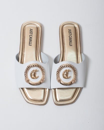 Ciabatte Just Cavalli in pelle con placca logata donna