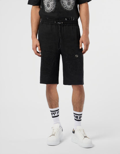 Short Philipp Plein in lino "Strass Tattoo" uomo