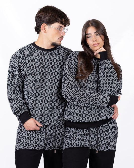 Felpa GCDS girocollo "Logo Monogram All-over"