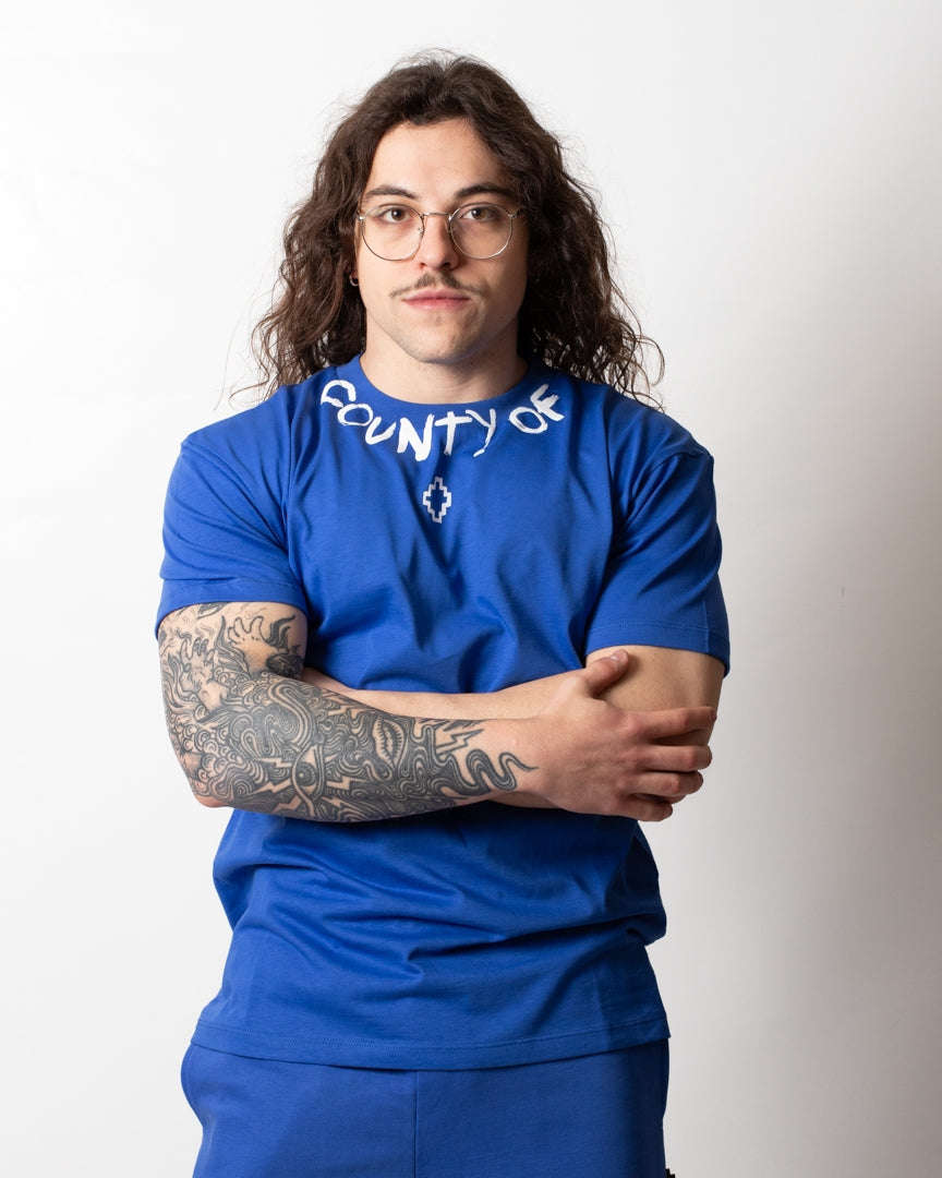 T-Shirt Marcelo Burlon con logo intorno al collo uomo