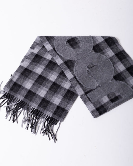 Sciarpa Iceberg in lana motivo tartan con frange e logo