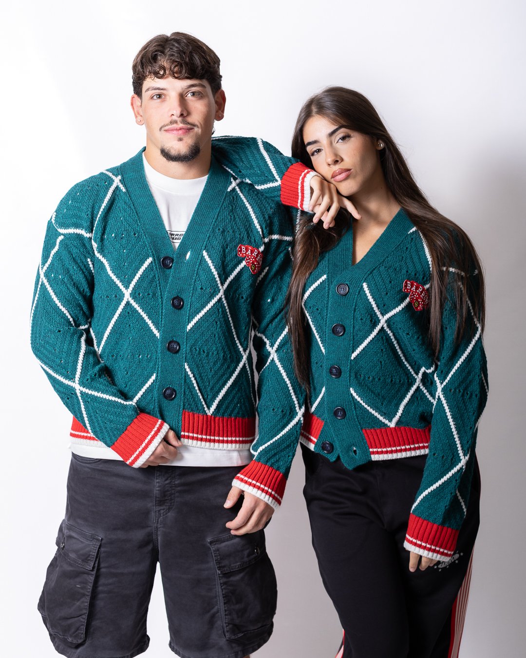 Cardigan Barrow in misto lana con patch