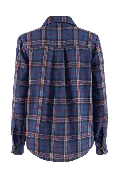 Camicia Nenette con motivo a quadri, pietre e bottoni decorativi