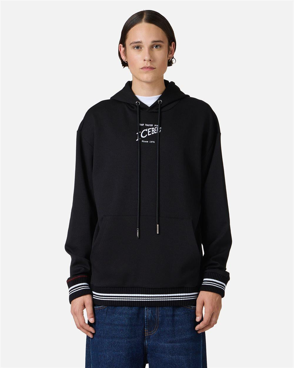 Felpa Iceberg con cappuccio e dettagli in maglia uomo