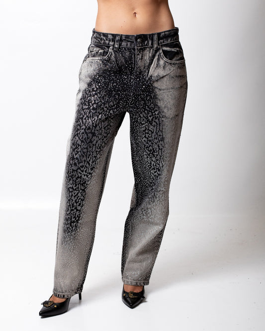 Jeans Just Cavalli boyfriend con strass all-over donna