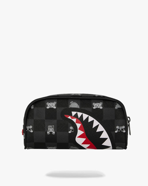 Pochette Sprayground nero GRAY PEEKING CHARACTER CHECK PENCIL POUCH 