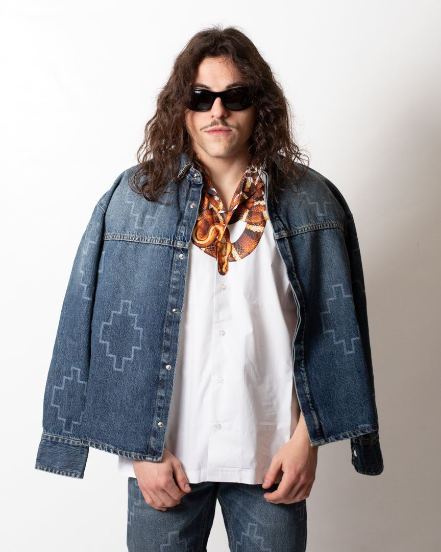 Camicia Marcelo Burlon in jeans "Logomania" uomo