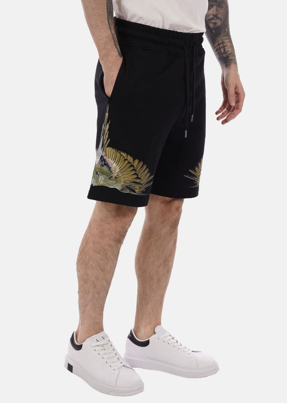 Bermuda Marcelo Burlon in felpa "Icon Wings Colorfull" uomo