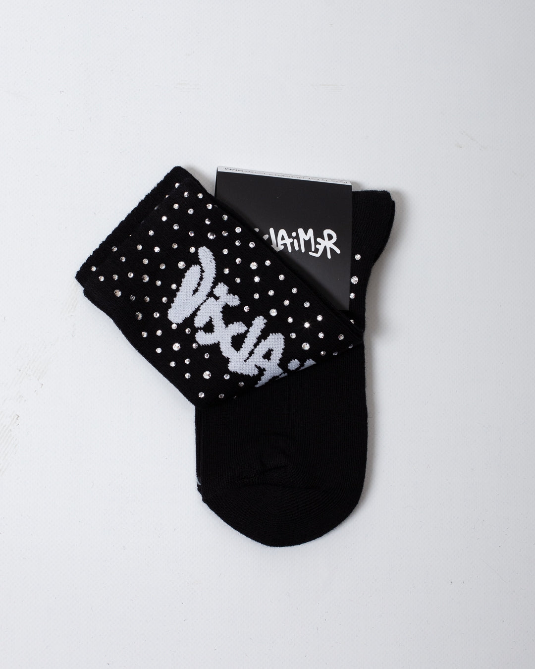 Calze Disclaimer in spugna con logo e strass