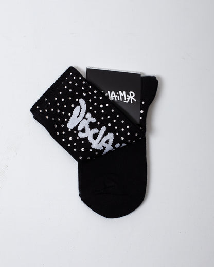 Calze Disclaimer in spugna con logo e strass