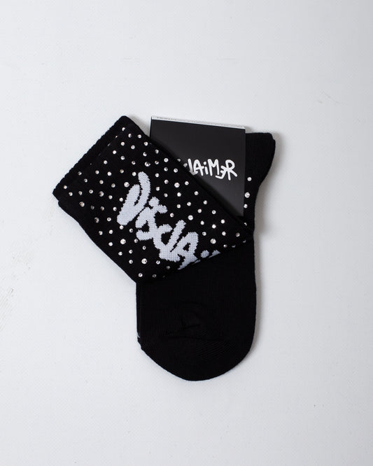 Calze Disclaimer in spugna con logo e strass