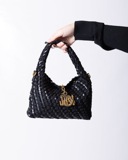 Borsa Just Cavalli in eco pelle e camoscio con logo metallico oro