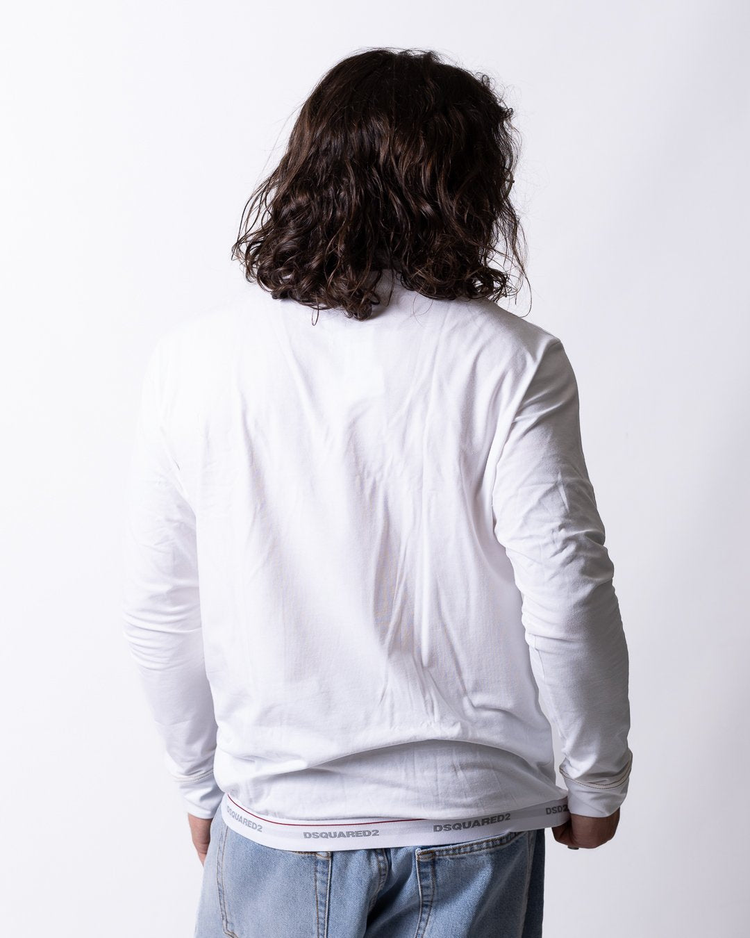 T-Shirt a manica lunga Dsquared2 con banda logata uomo