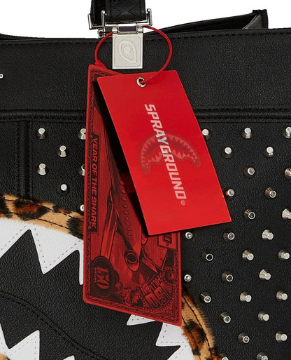 Borsa Sprayground nero cheetah punk tortuga tote