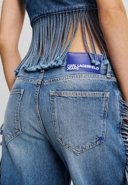 Jeans Karl Lagerfeld Jeans mid rase relaxed con frange donna
