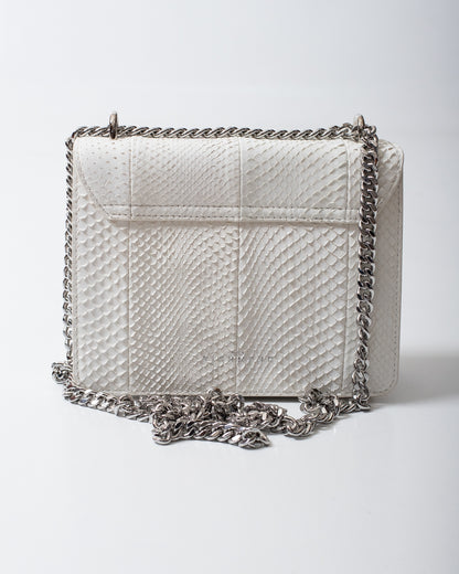 Borsa John Richmond white pitonata con maxi placca donna