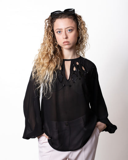 Blusa Nenette con ricami e dettagli cut-out donna
