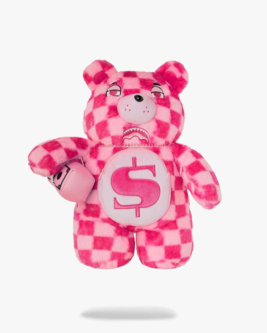 Zaino Sprayground orsetto fucsia "PINK FUR CHECK MONEYBEAR BACKPACK"