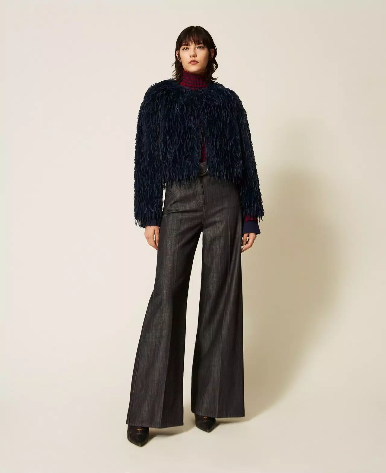 Jeans Twinset Actitude wide leg con cintura donna