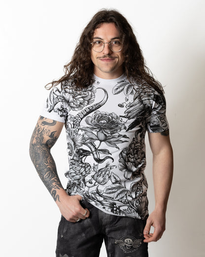 T-Shirt John Richmond con stampa floreale e strass uomo