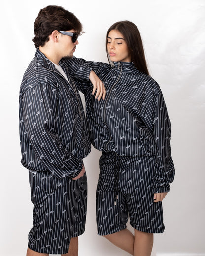 Felpa GCDS "Pinstripe Logo" fullzip in nylon