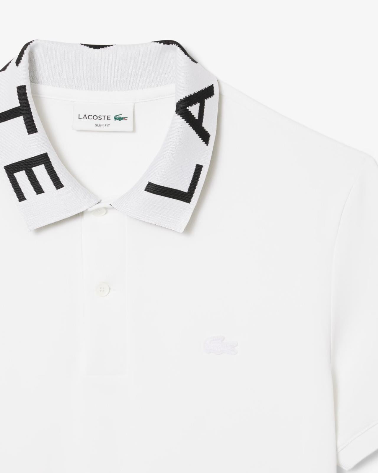 Polo Lacoste con logo sul colletto a contrasto jacquard
