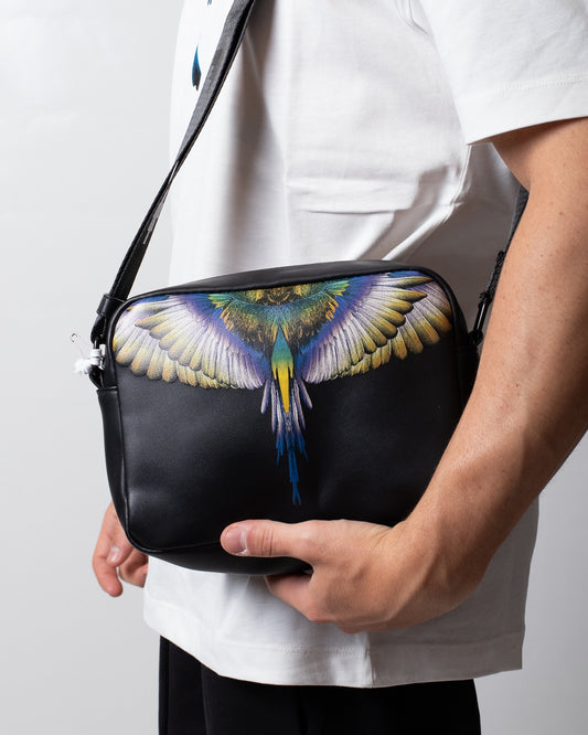Borsa Marcelo Burlon in ecopelle con tracolla e logo wings colorfull