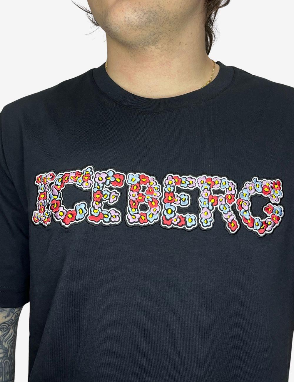T-Shirt Iceberg logo floreale ricamato