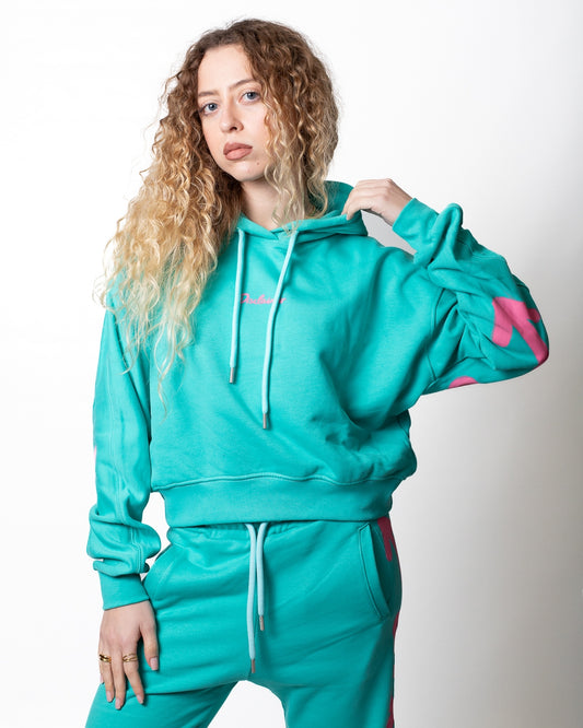 Felpa Disclaimer cropped con logo signature donna
