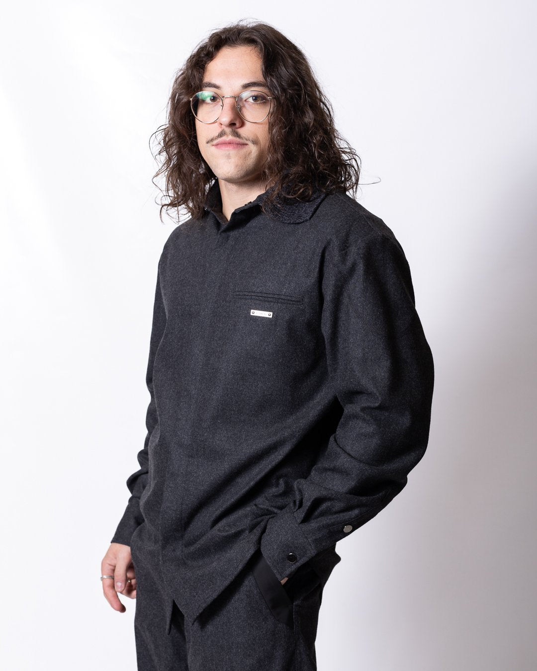 Camicia Iceberg in lana collo in maglia e logo in metallo