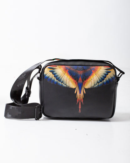 Borsa Marcelo Burlon in ecopelle con tracolla e logo wings colorfull