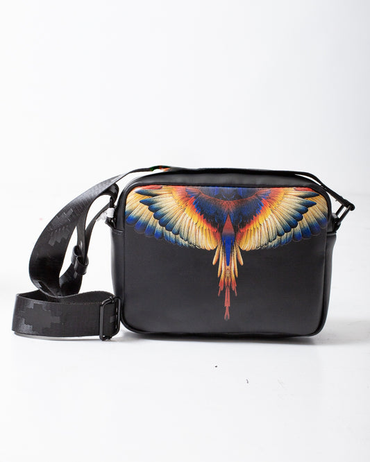 Borsa Marcelo Burlon in ecopelle con tracolla e logo wings colorfull