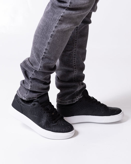 Sneakers Just Cavalli in pelle con logo all-over in rilievo