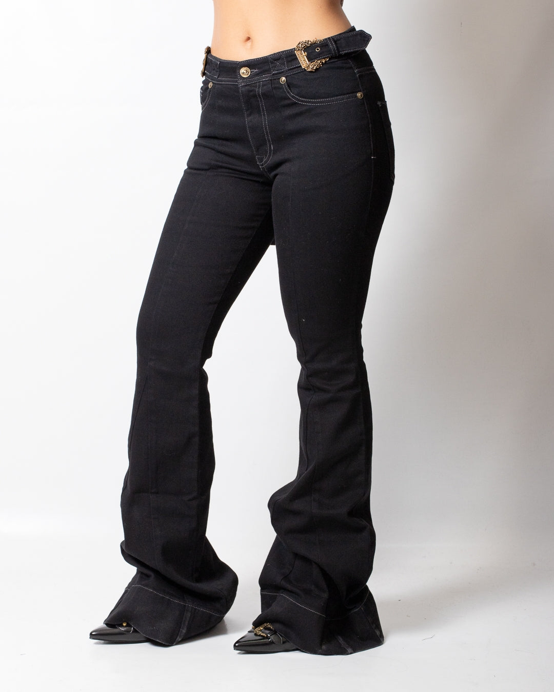 Jeans Versace Jeans Couture a zampa con fibbie donna