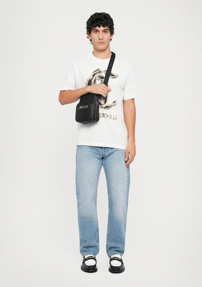 Tracolla Just Cavalli "Metal Lettering" in pelle saffiano uomo