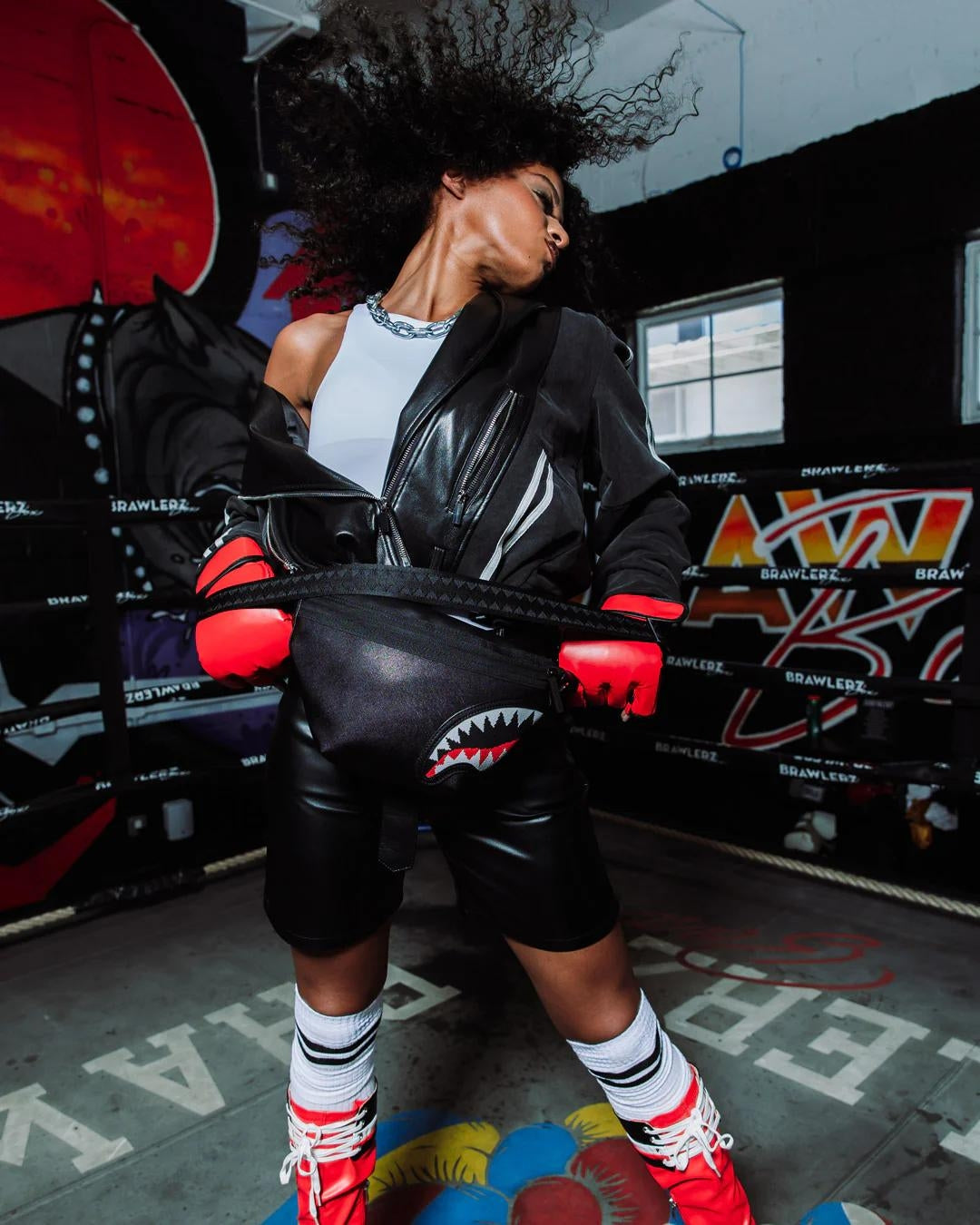 Marsupio Sprayground nero Fly knit mouth savvy crossbody