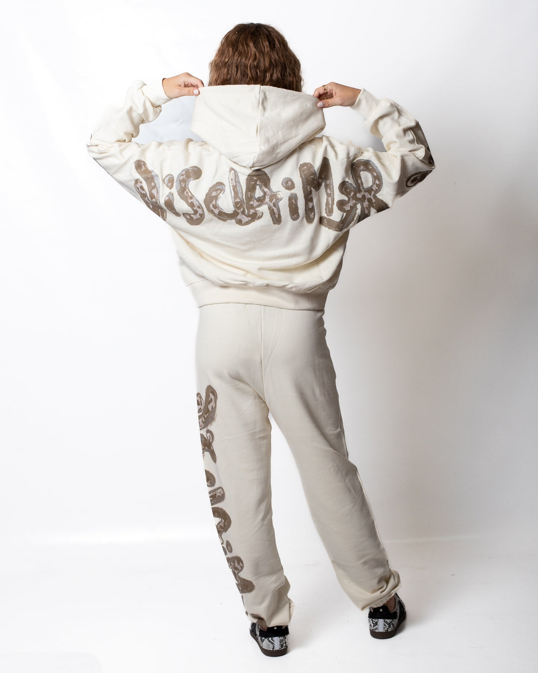 Felpa Disclaimer cropped con cappuccio e glitter donna