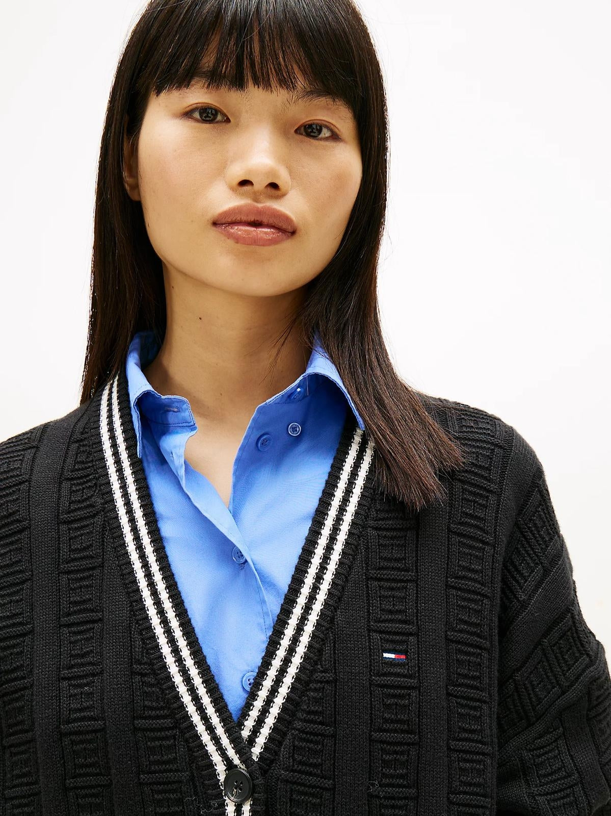 Cardigan Tommy Jeans "Flag Cable" donna