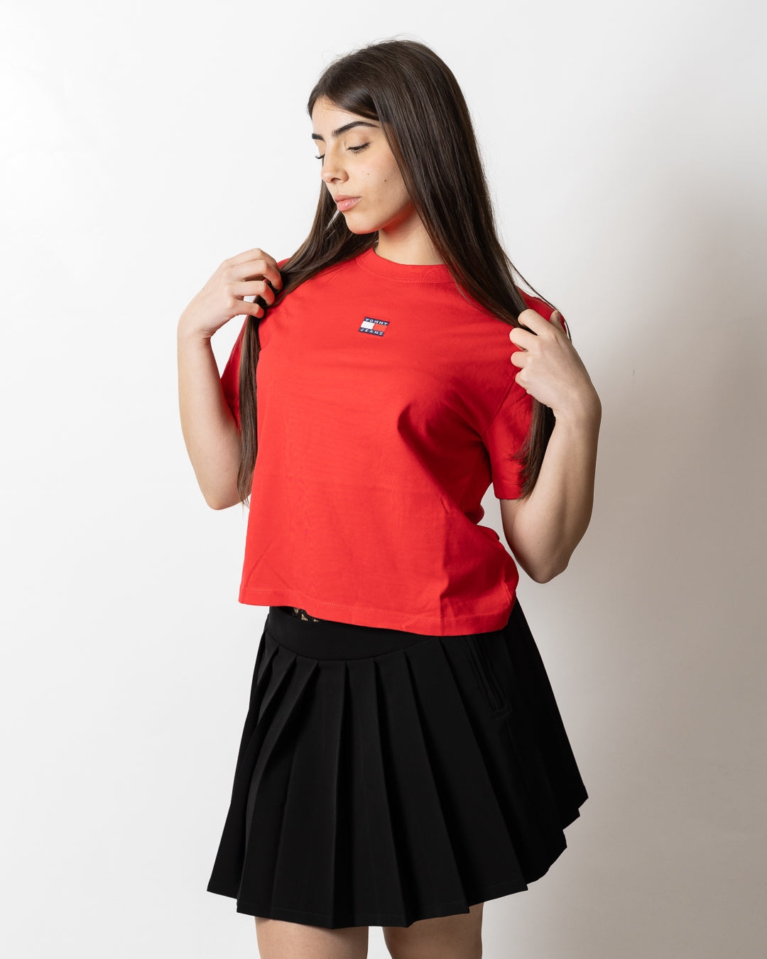 T-Shirt Tommy Jeans boxy "Logo badge" donna