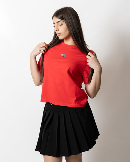 T-Shirt Tommy Jeans boxy "Logo badge" donna