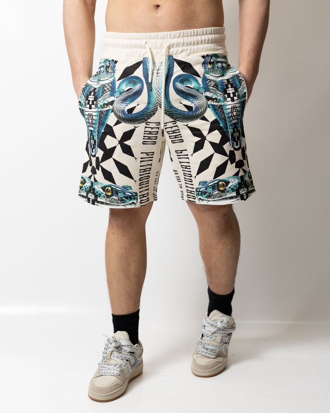 Bermuda Marcelo Burlon in felpa con stampa all-over uomo