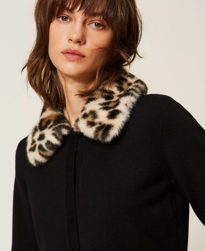 Giacca Twinset Actitude con colletto faux far e maglia donna