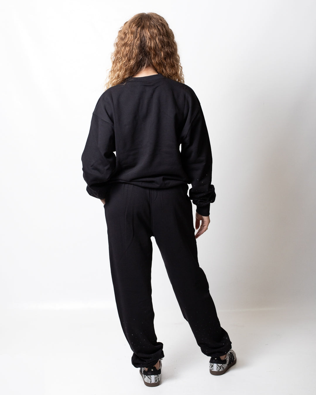 Felpa Disclaimer girocollo con logo e strass donna