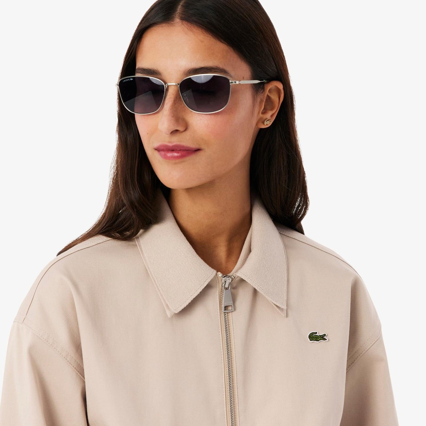 Felpa Lacoste fullzip con colletto e logo classic donna