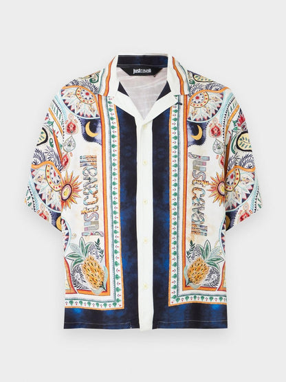 Camicia Just Cavalli in twill viscosa "Placed Garden" uomo